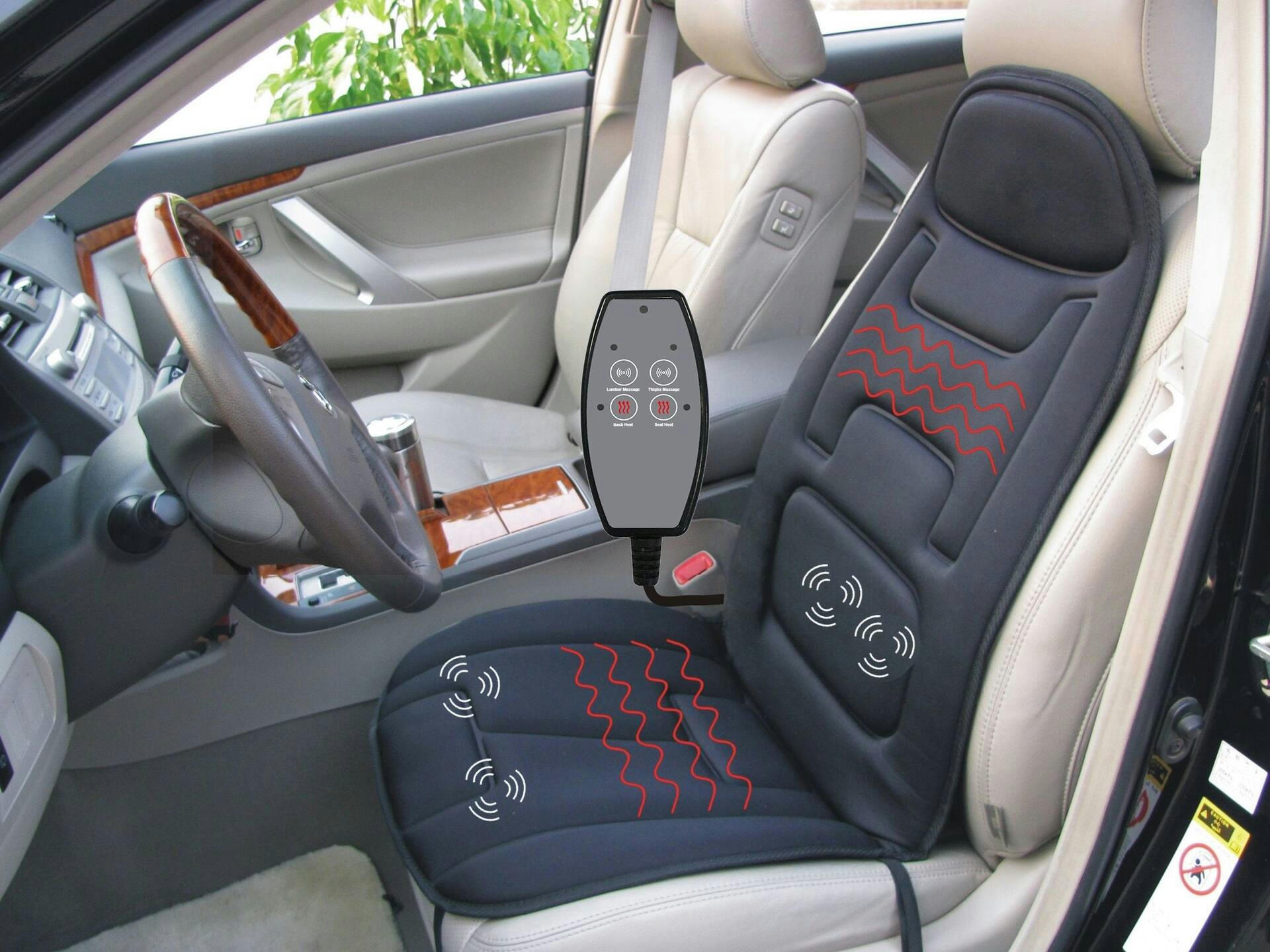 AutoReady 12V Dual Power Heated Non-Slip Massage Cushion,  For Car/Office/Home Use