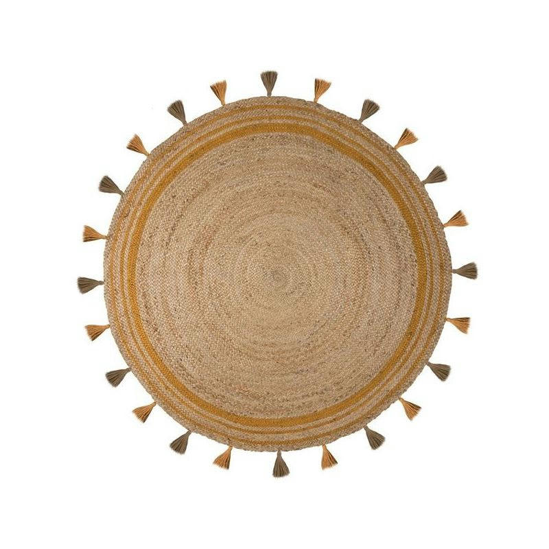 LUNARA - Tapis d'entrée en jute Rond Ochre Diam. 150