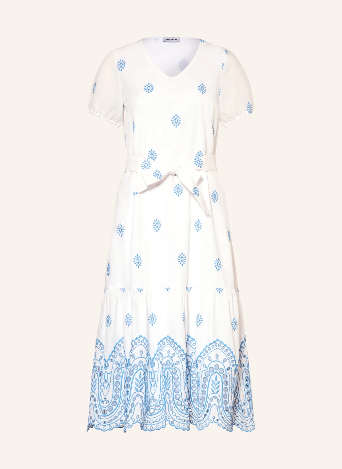 MORE & MORE Kleid mit Lochspitze und Rüschen