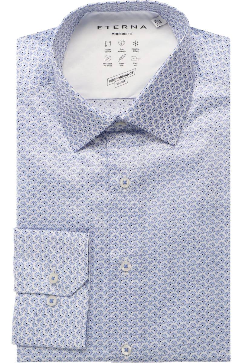 ETERNA Performance Modern Fit Tencel Hemd blau, Bedruckt