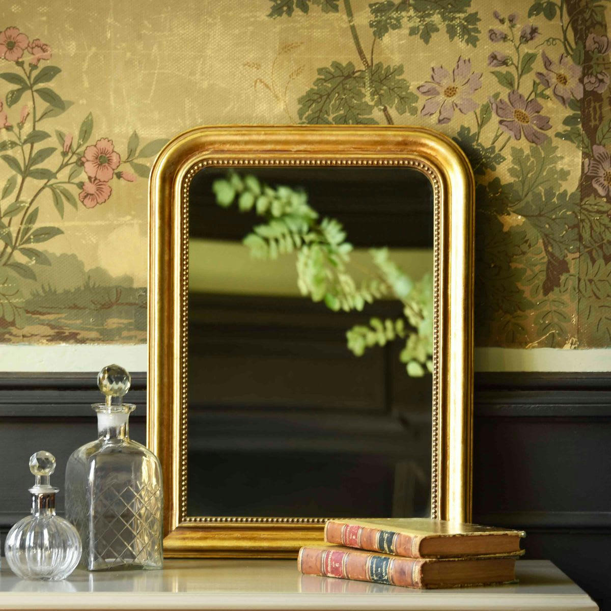 - Miroir trumeau - H 53 x L 40 x E 2,5 Bordures de 5 - or - Résine