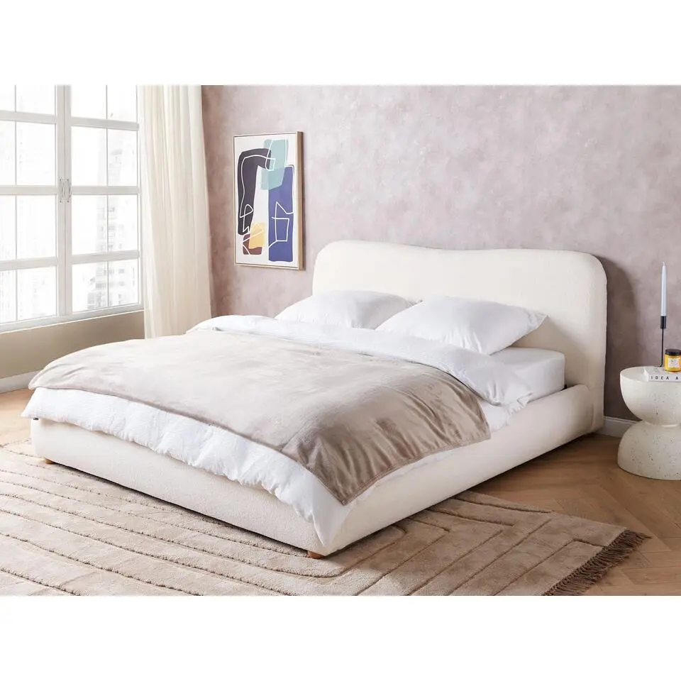 BLAGNAC - Bed met opbergruimte - Wit - 180 x 200 cm - Boucl&eacute;
