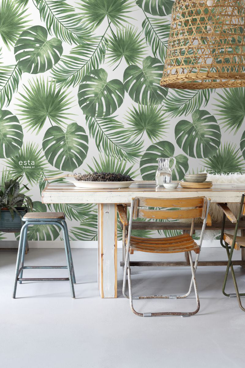 ESTAhome fotobehang tropische bladeren groen - 200 x 279 cm - 158897