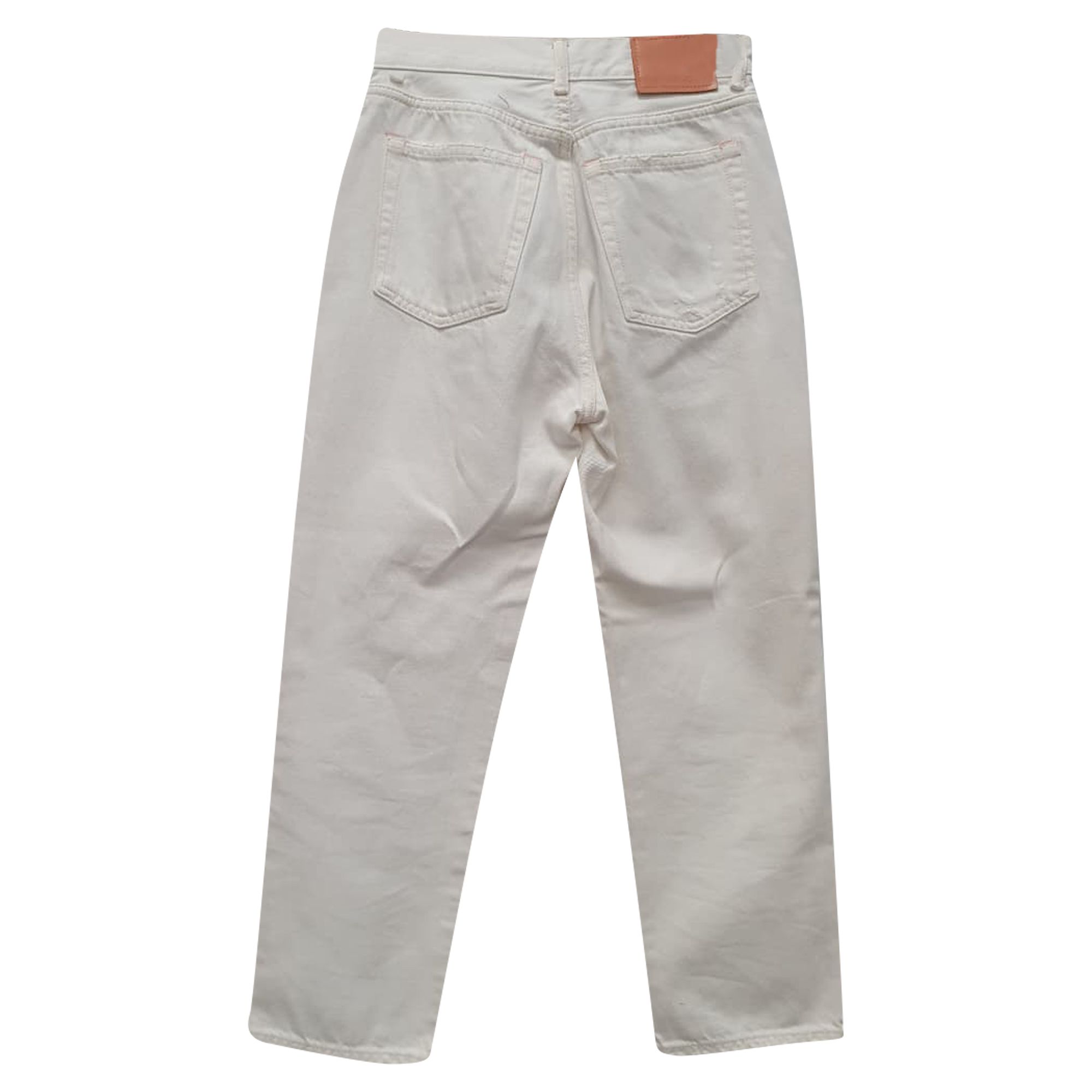 Acne Studios Preloved Mece Beaten Straight Leg Jeans in White Cotton