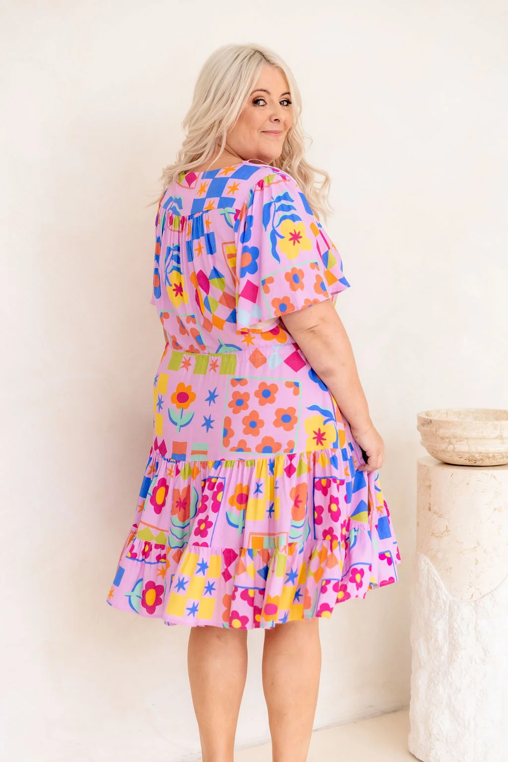Charlie Dress in Checkerboard Petals