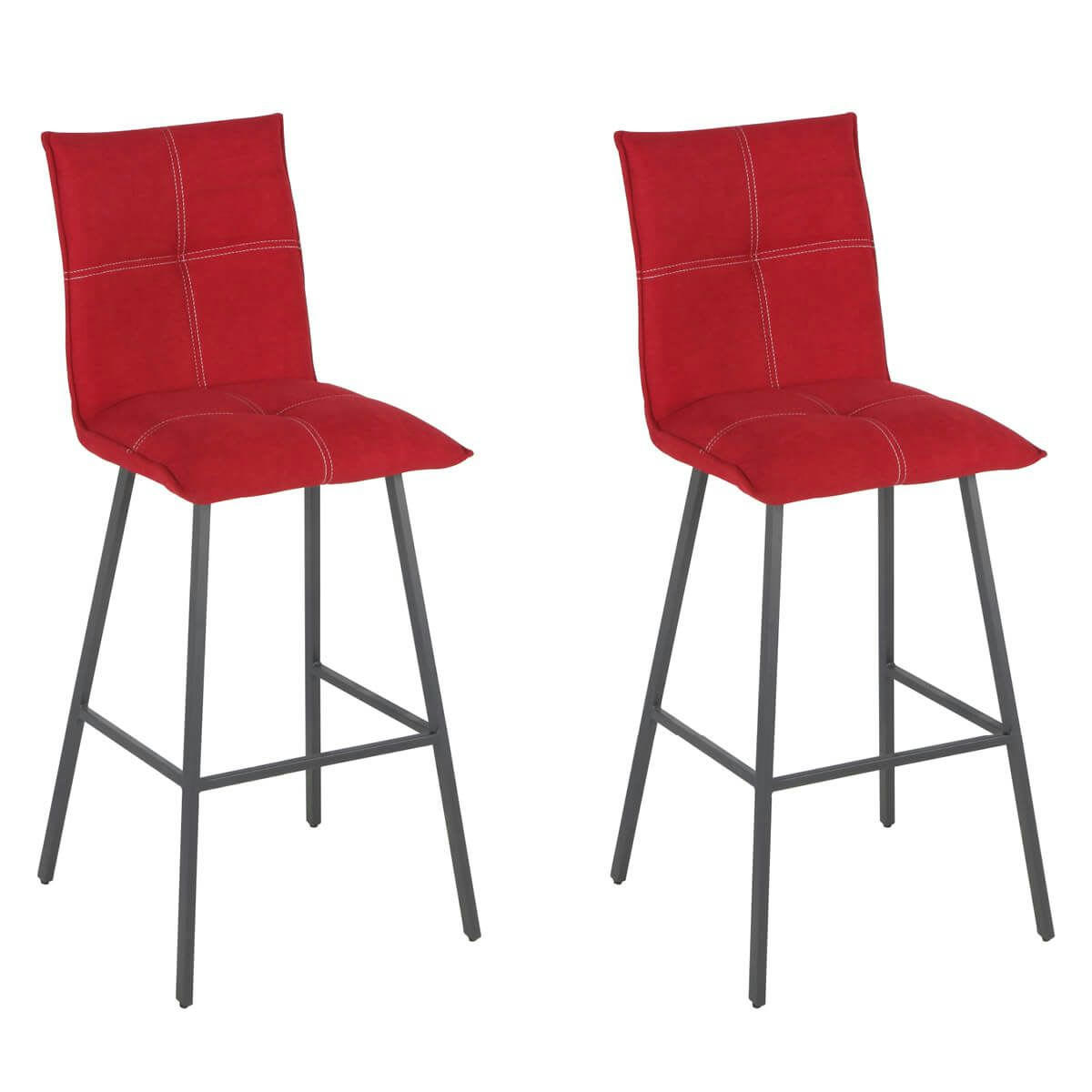 LAGOS - Lot  de 2 tabourets rouges assise h76cm