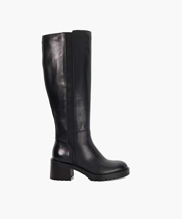 Taisy Black - Leather Knee High Boots