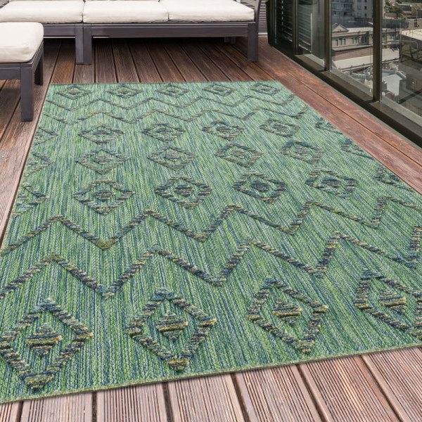 Dywan sznurkowy Bahama 3D Boho zielony 80 cm x 250 cm