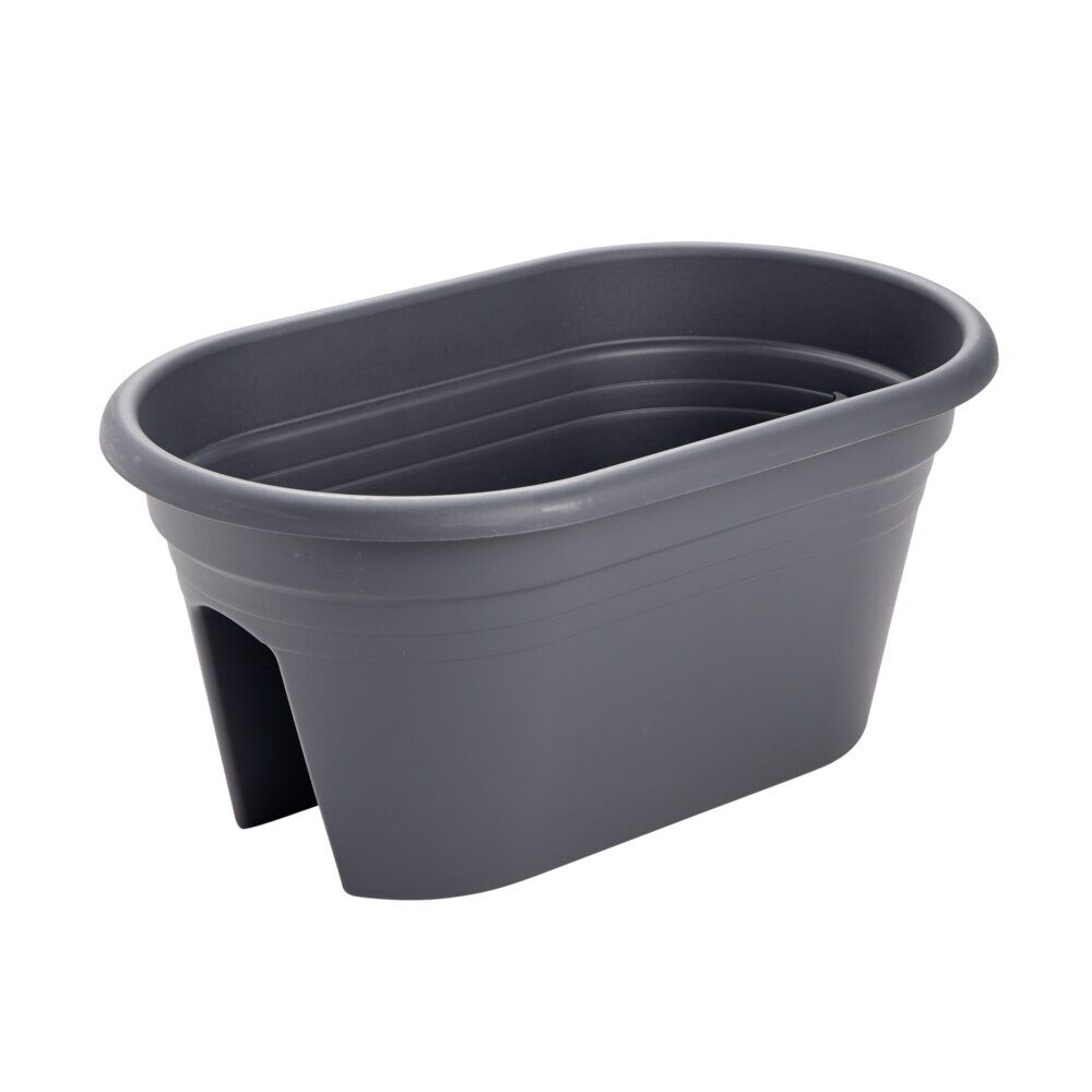 Jardinière balcon ovale plastique noir 49x29,5xH22,5cm