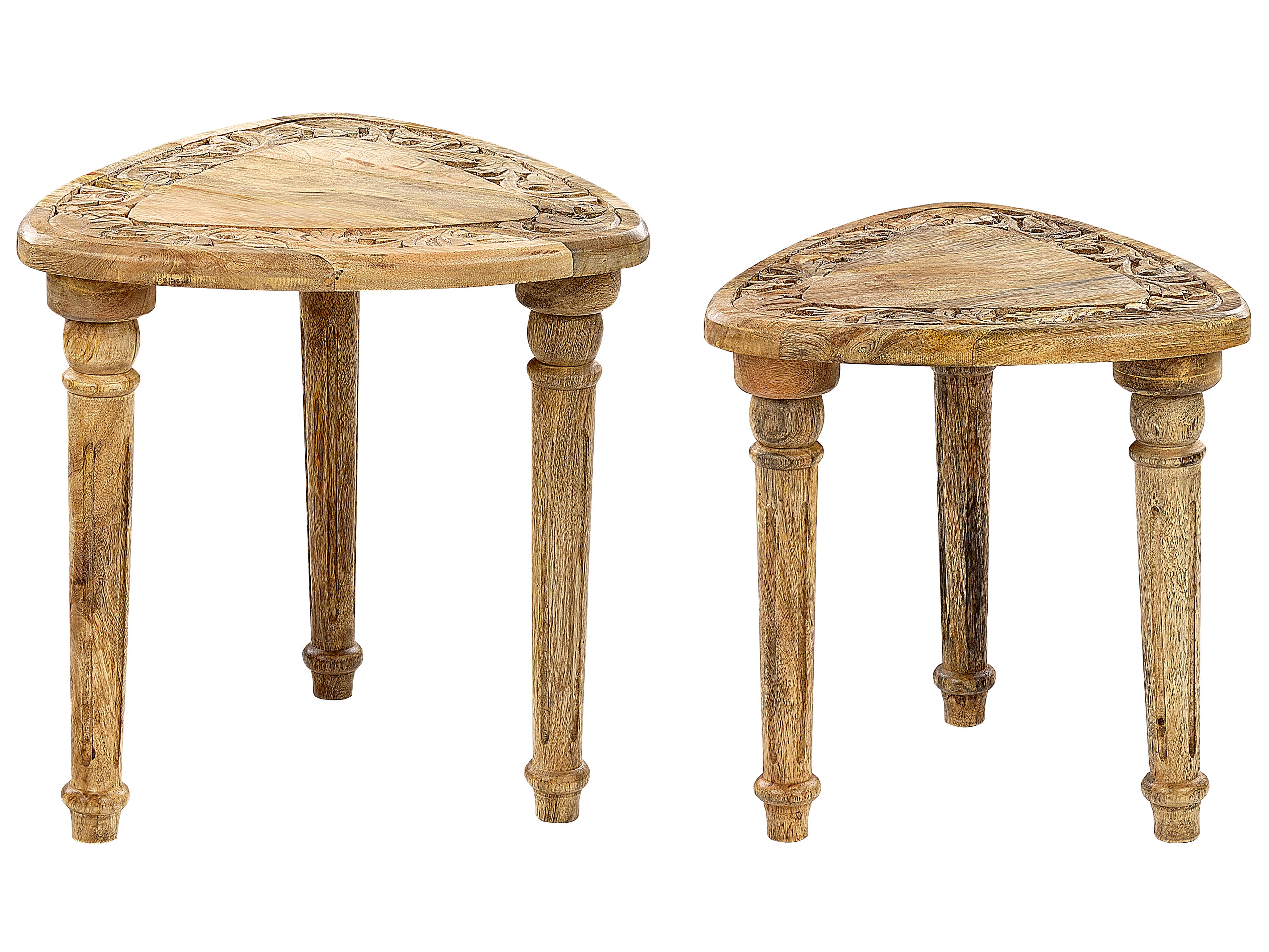 Set of 2 Side Tables SAORA Mango Wood Light Brown