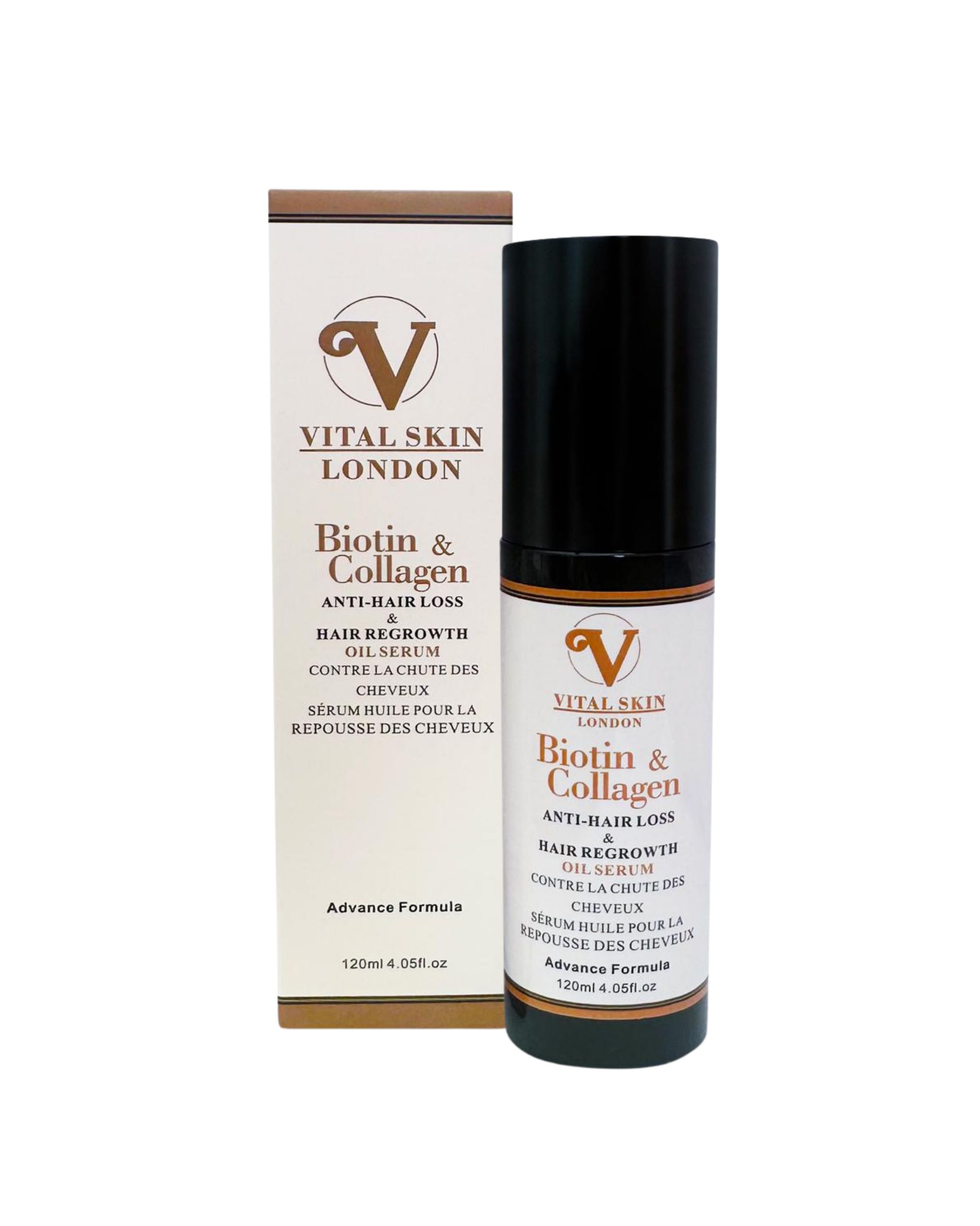 Vital Skin London Anti Hair Loss & Hair Regrowth Oil Serum (Biotin, Collagen & Castor oil)