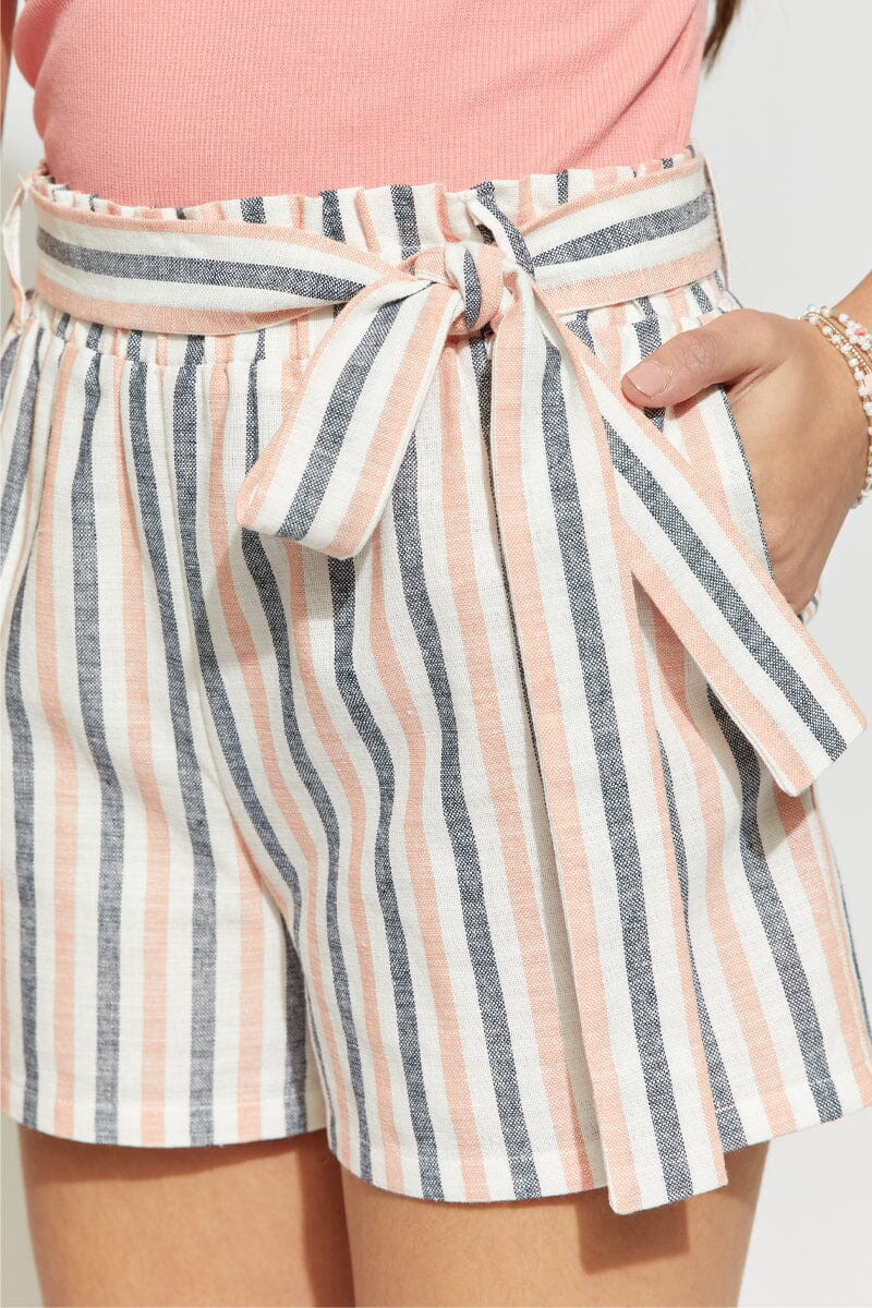 Hello Franki Striped Paperbag Shorts for girls