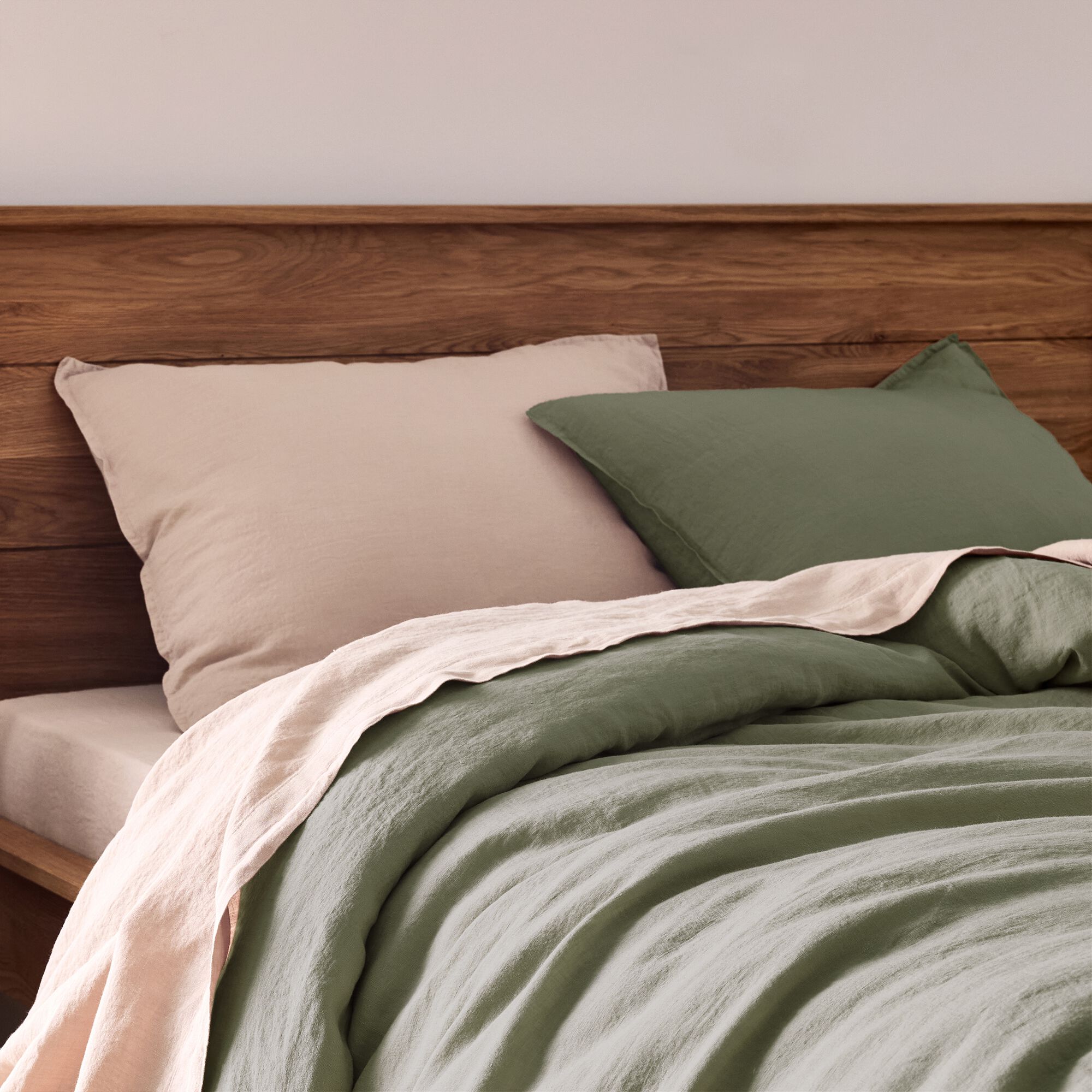 VENCE - Lot de 2 taies d'oreiller en lin lavé - beige 50x70cm