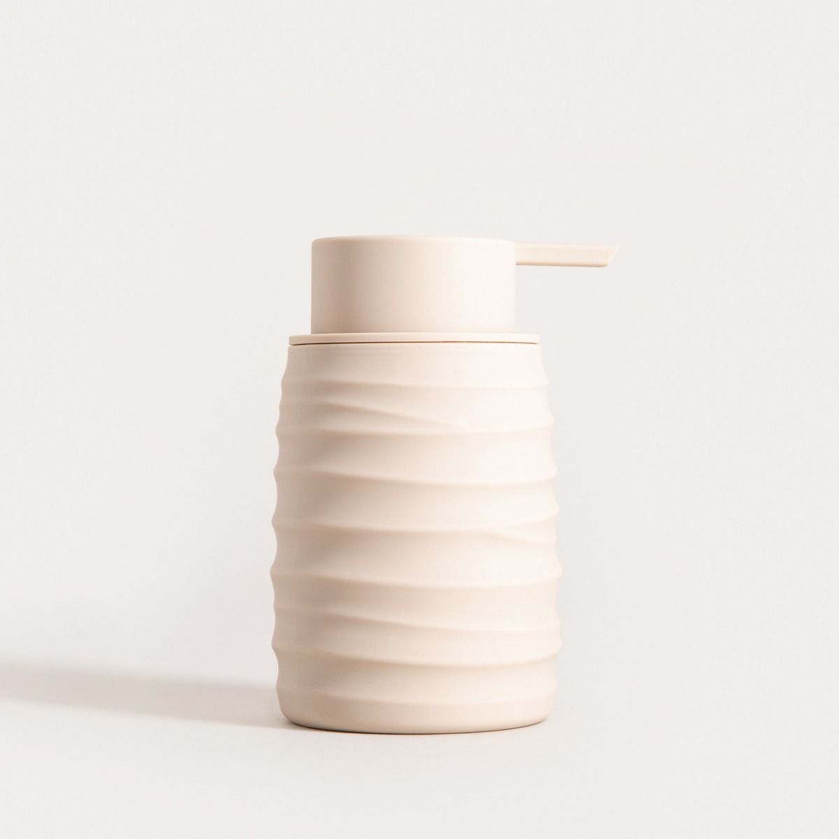 Dozownik TORUS z tłoczeniem beżowy 8,2x8,2x17 cm