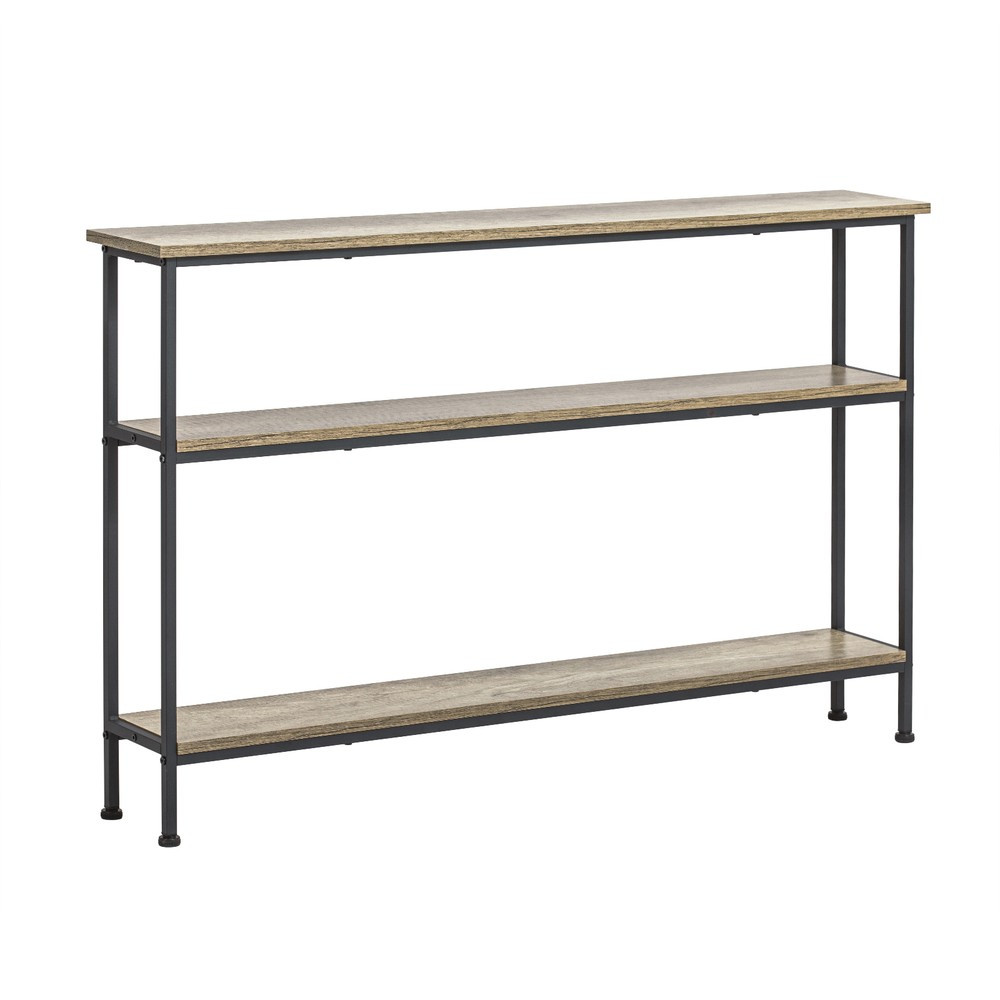 SoBuy Konsola do przedpokoju z 3 półkami Czarny 122x20x77cm FSB49-PZ