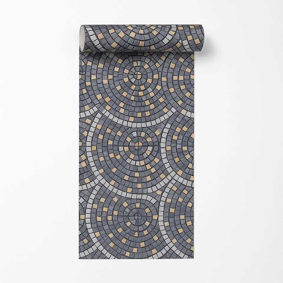 Dutch Wallcoverings Vliesbehang Artifice moza?c tegel - grijs/oker - 10m x 53cm