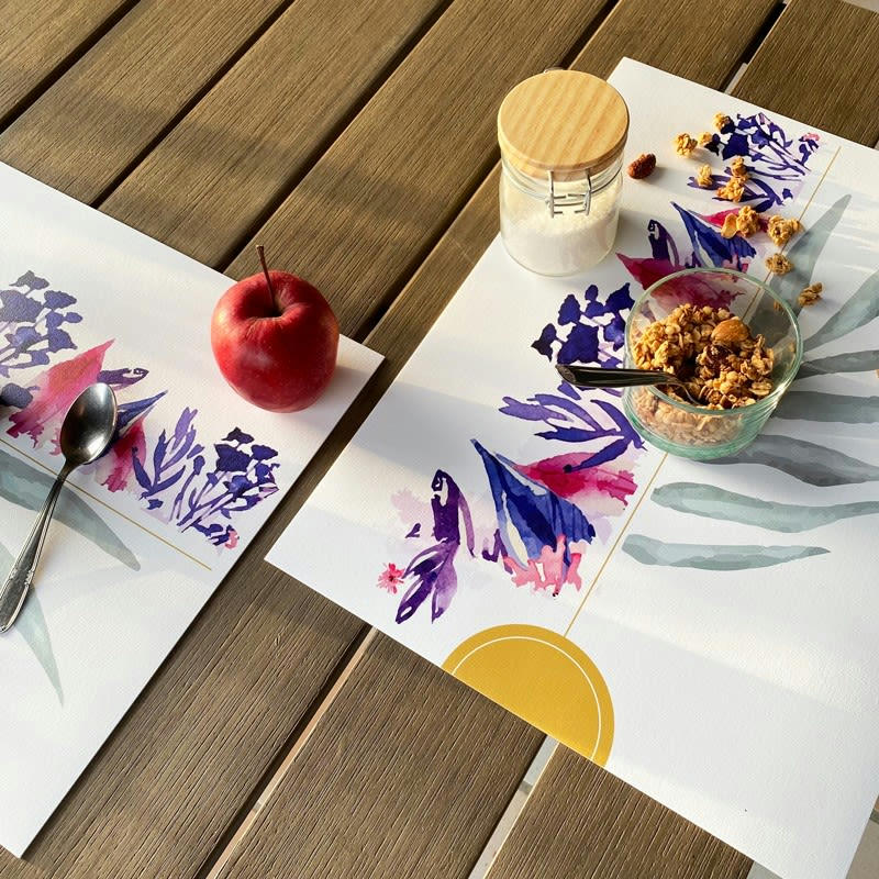 PEINTURE FLORALE - Lot de 4 sets de table L 40xl 30cm Multicolore Animaux