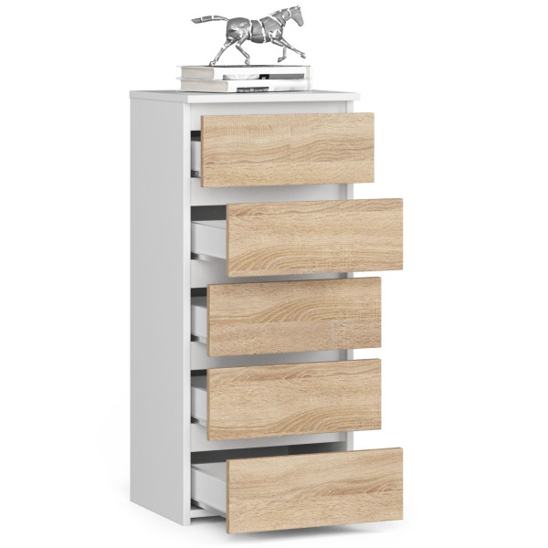 Komoda Cl5 Pk Biała / Dąb Sonoma