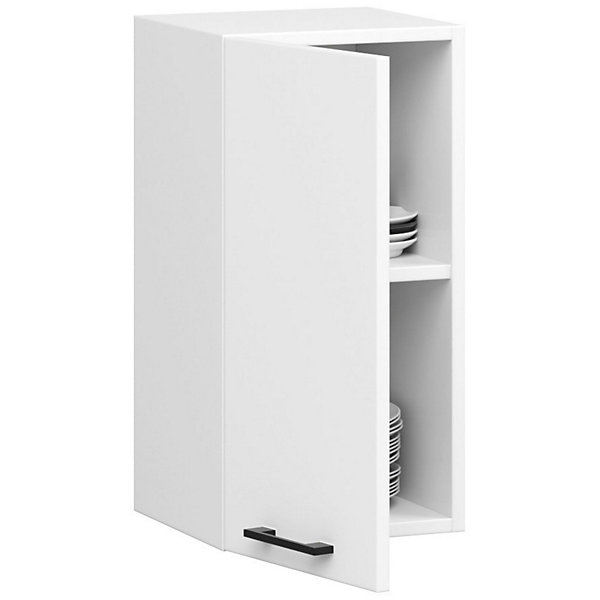 Meuble de cuisine haut AKORD W40 OLIWIA modulable Blanc 40 cm 1 porte façade Blanche 2 étagères 40x30x58 cm