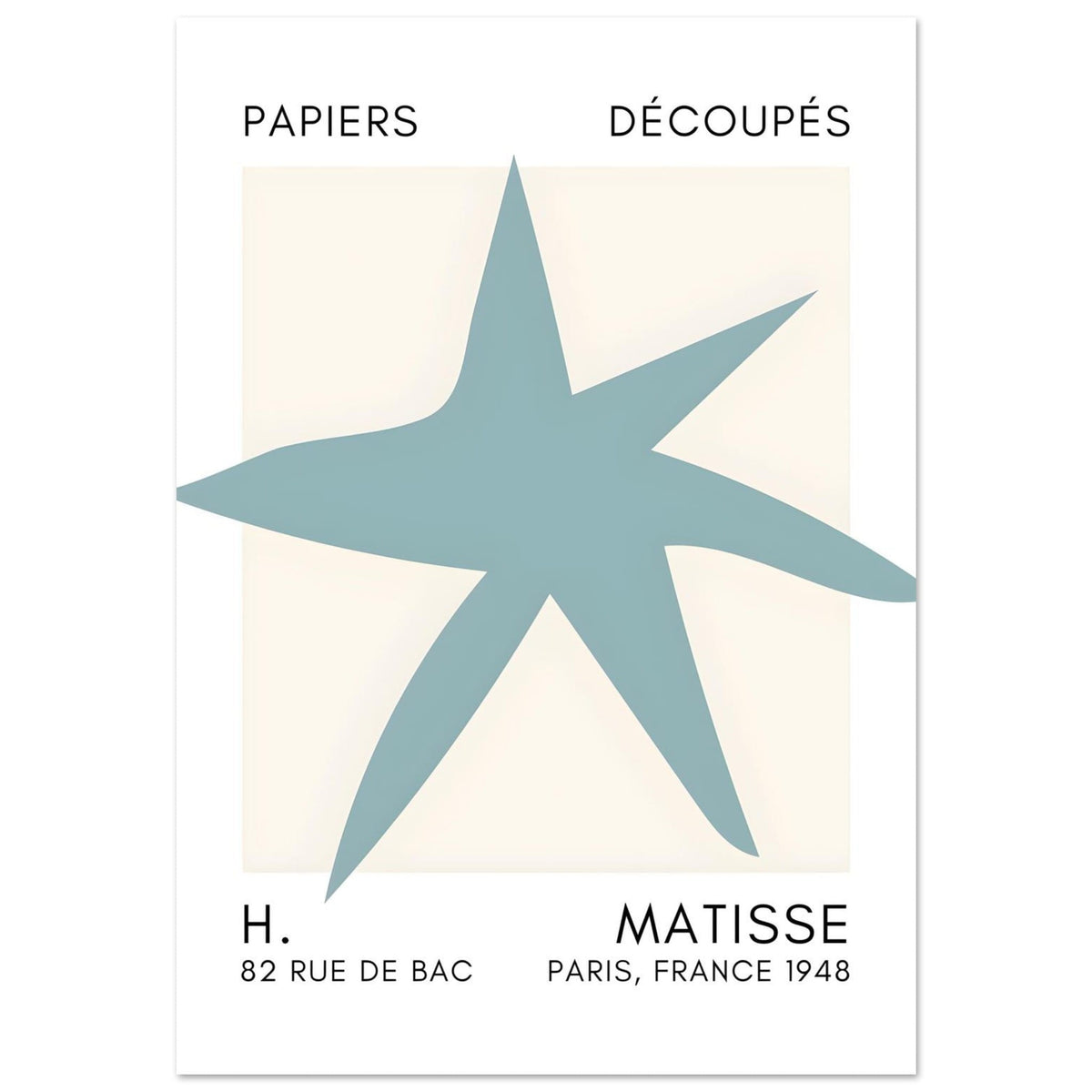 Artfulprints Poster Matisse – Star of the sea turquoise  - 70x100 cm - Turquoise
