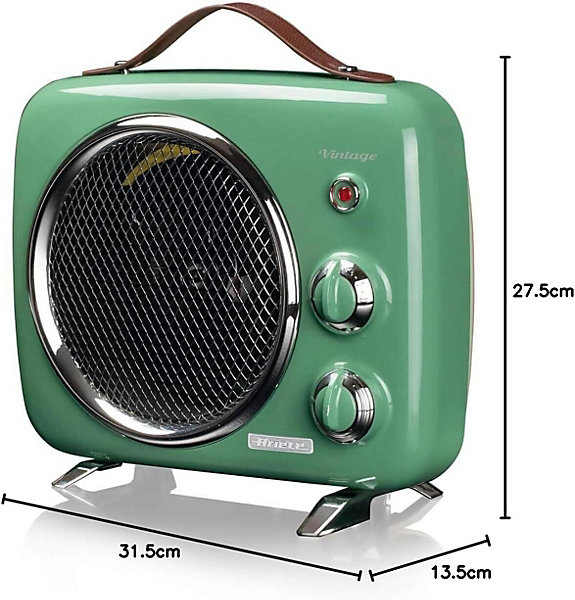 Chauffage soufflant Vintage, Froide et chaud, Thermostat réglable, poignée de transport facile Vert 2000 W