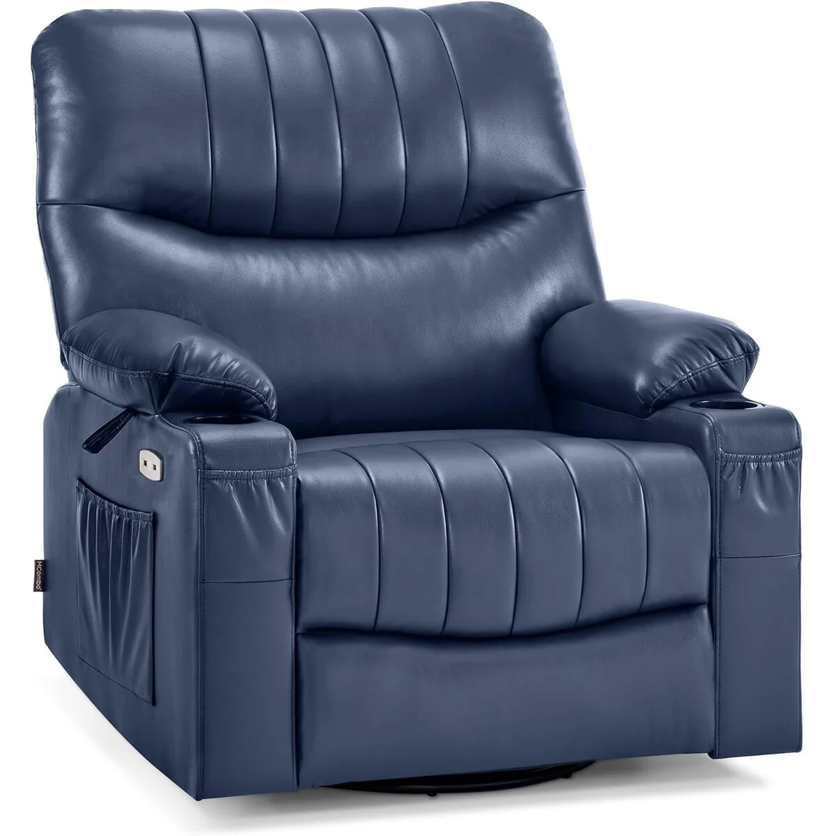 MCombo Faux Leather Power Recliner, Electric Swivel Glider Rocker Recliner for Nursery with USB Ports 7785