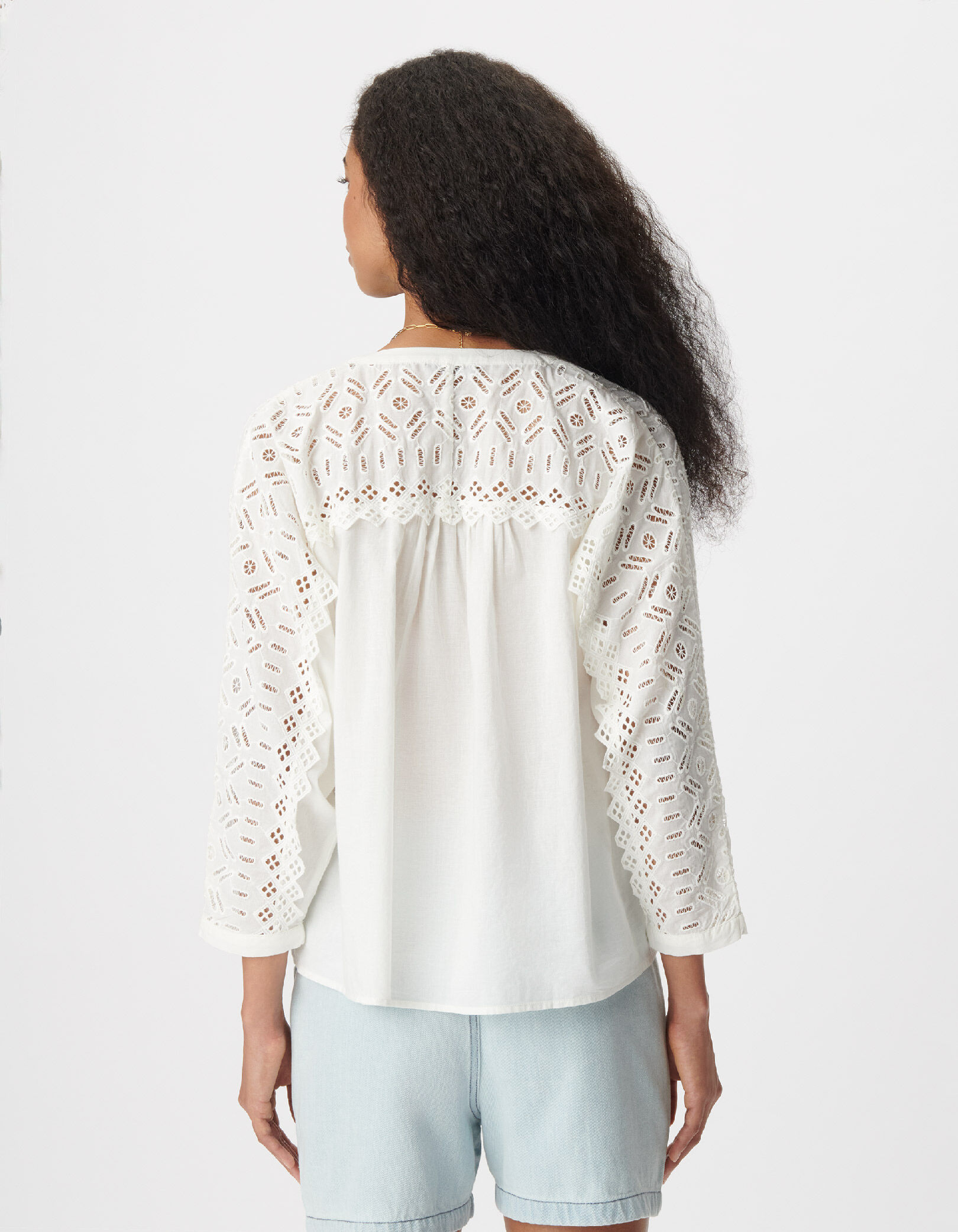 Blouse blanche dentelle fantaisie Femme