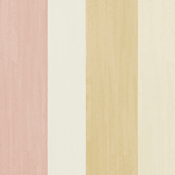 Papier peint vinyle intissé Cuisines &Bains Lutece mat et satiné rayures rose, jaune, blanc l.1005 x l.53 cm
