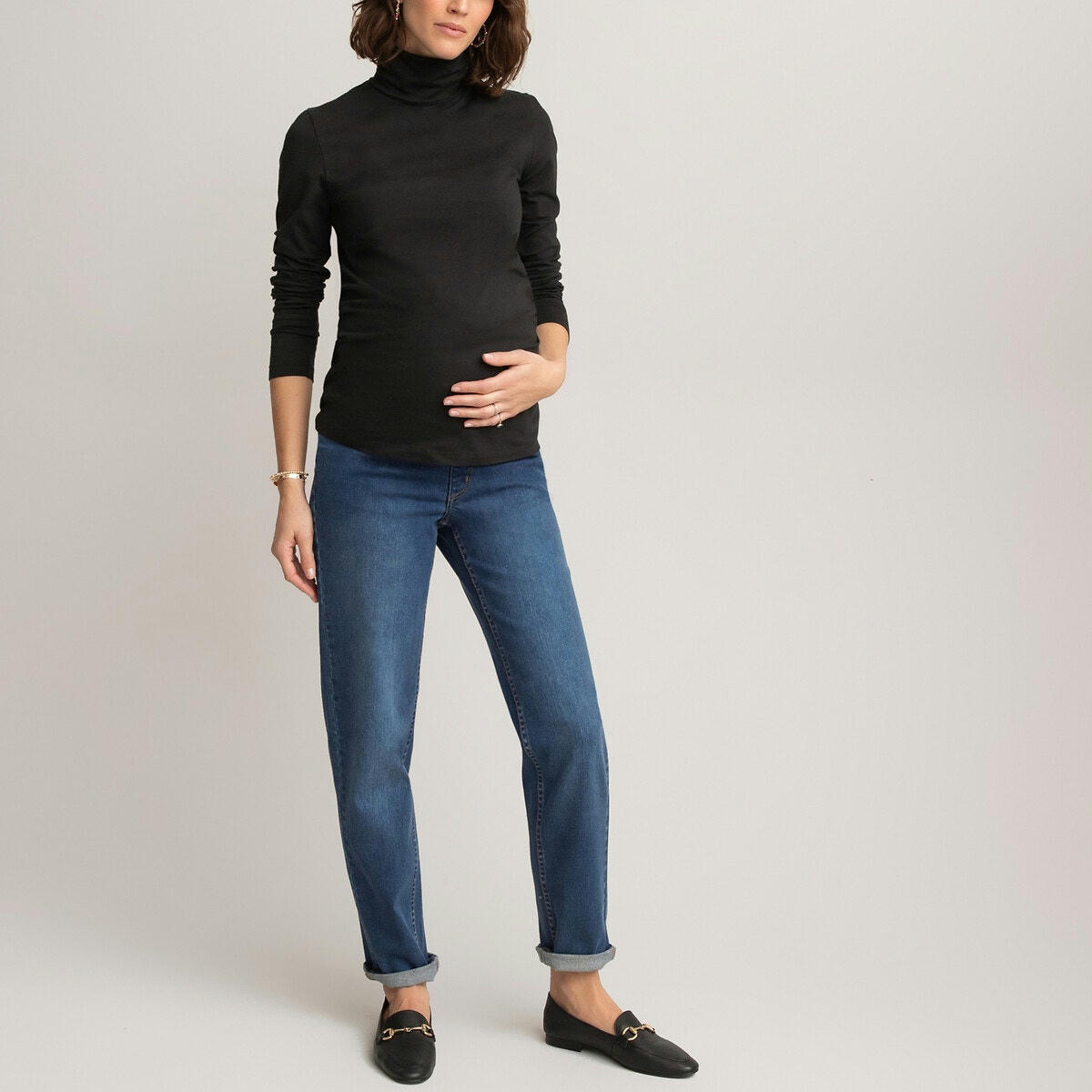 T-shirt de grossesse col roulé, coton bio