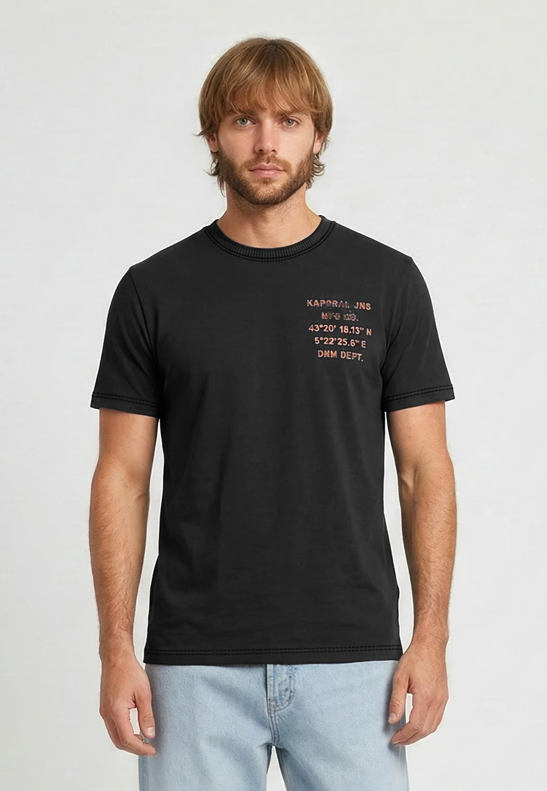 T-shirt manches courtes regular noir coton BARK