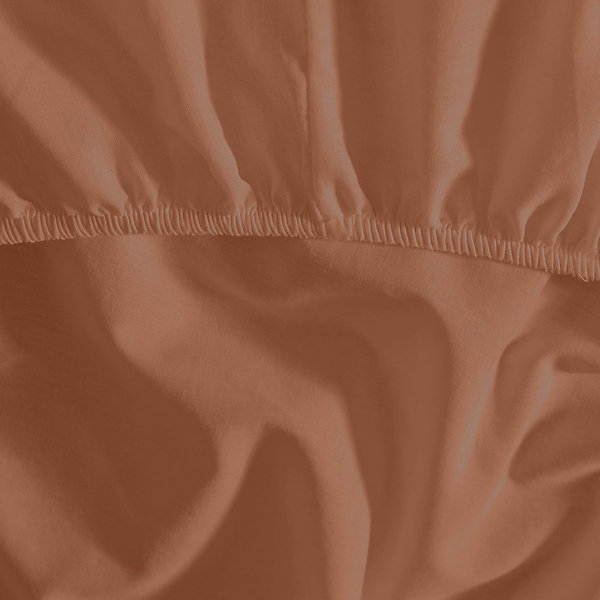 Drap housse en coton bonnet 30 cm Brique 80x200 cm STUDIO