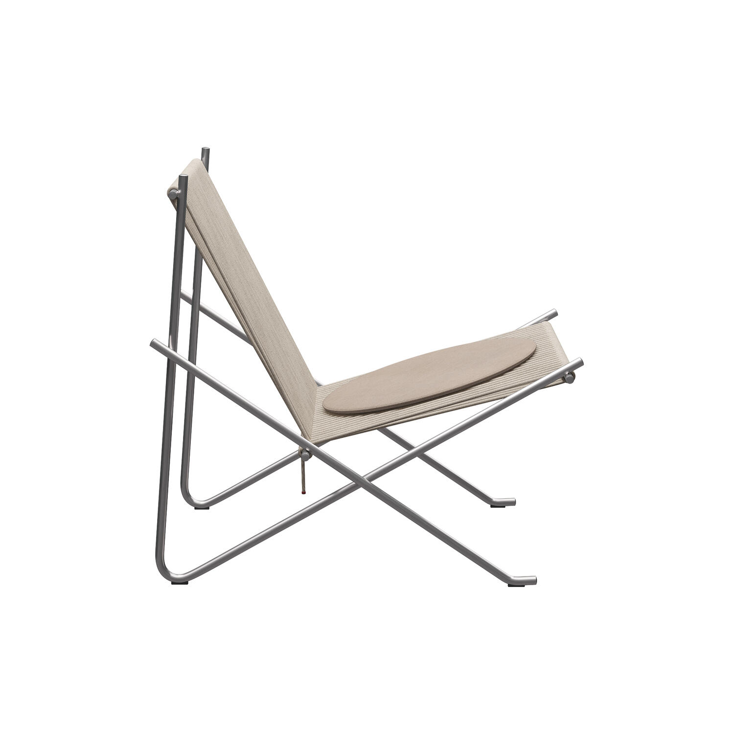 PK4&trade; stol med hynde, matpoleret rustfrit st&aring;l/natur/natur kanvas