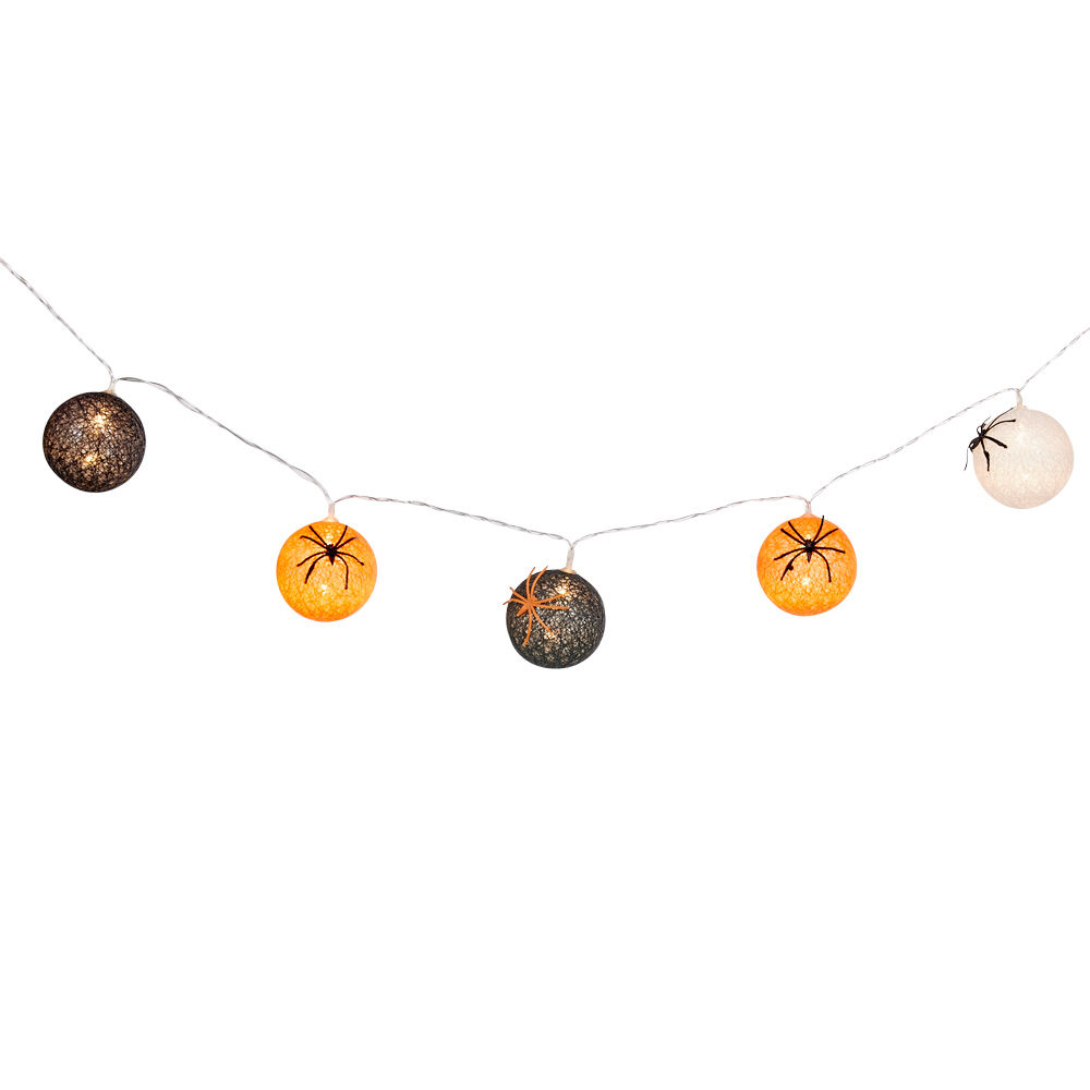 Guirlande boules lumineuses orange noir et blanc
