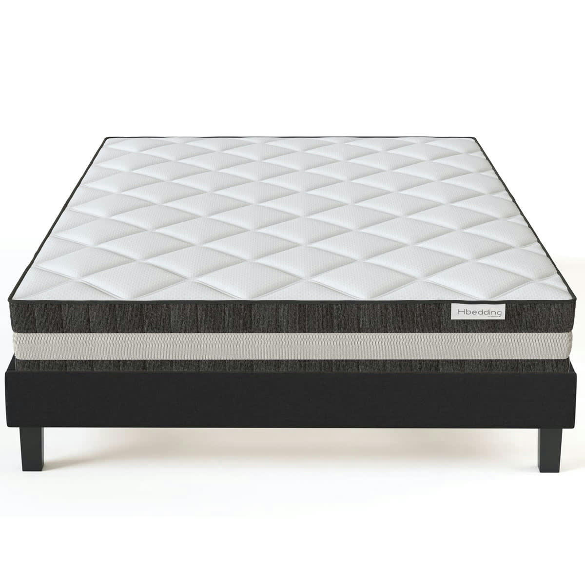 ENSEMBLE SPRING LUXE - Ensemble Matelas 140x190 Ressorts Ensachés + Sommier