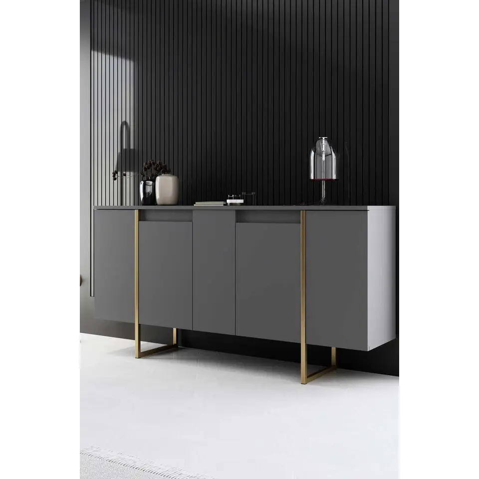 Luxe CO Console - 100% MELAMINE - Antraciet, Goud