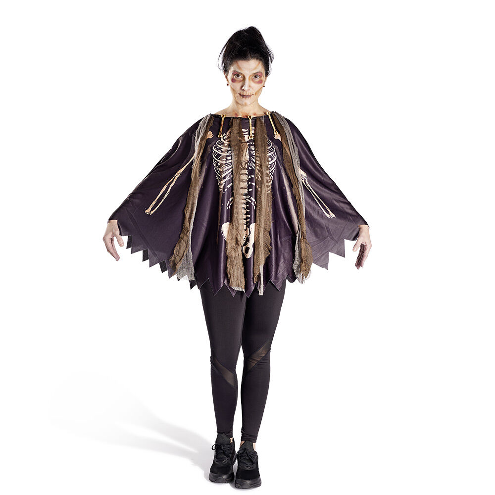 Déguisement adulte Halloween squelette poncho - Taille unique
