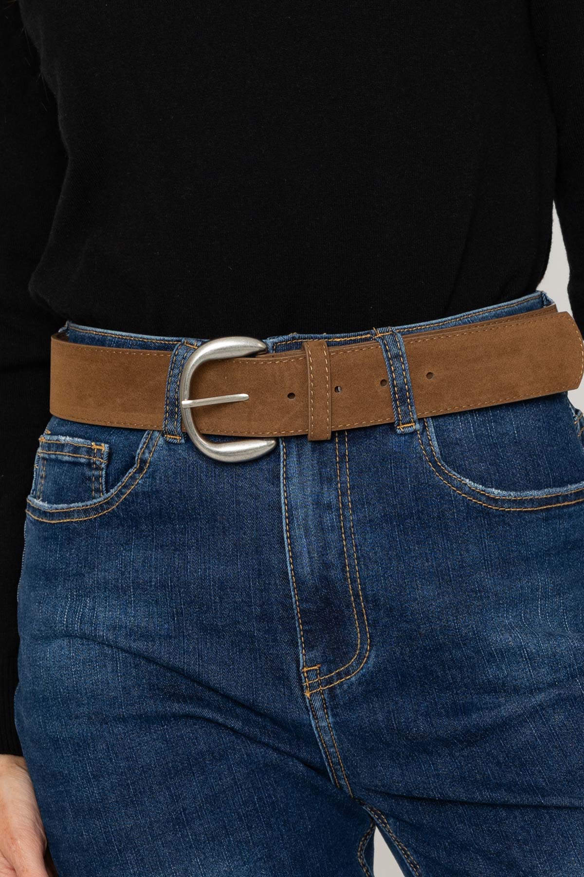 Brown Faux Suede Belt