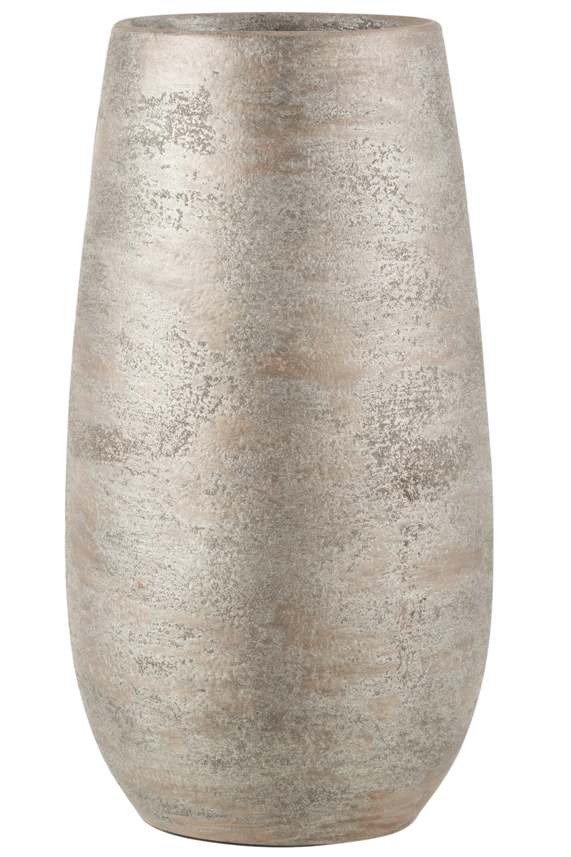 J-Line vaas Oneffen Ruw - keramiek - zilver - large - 41 cm hoog