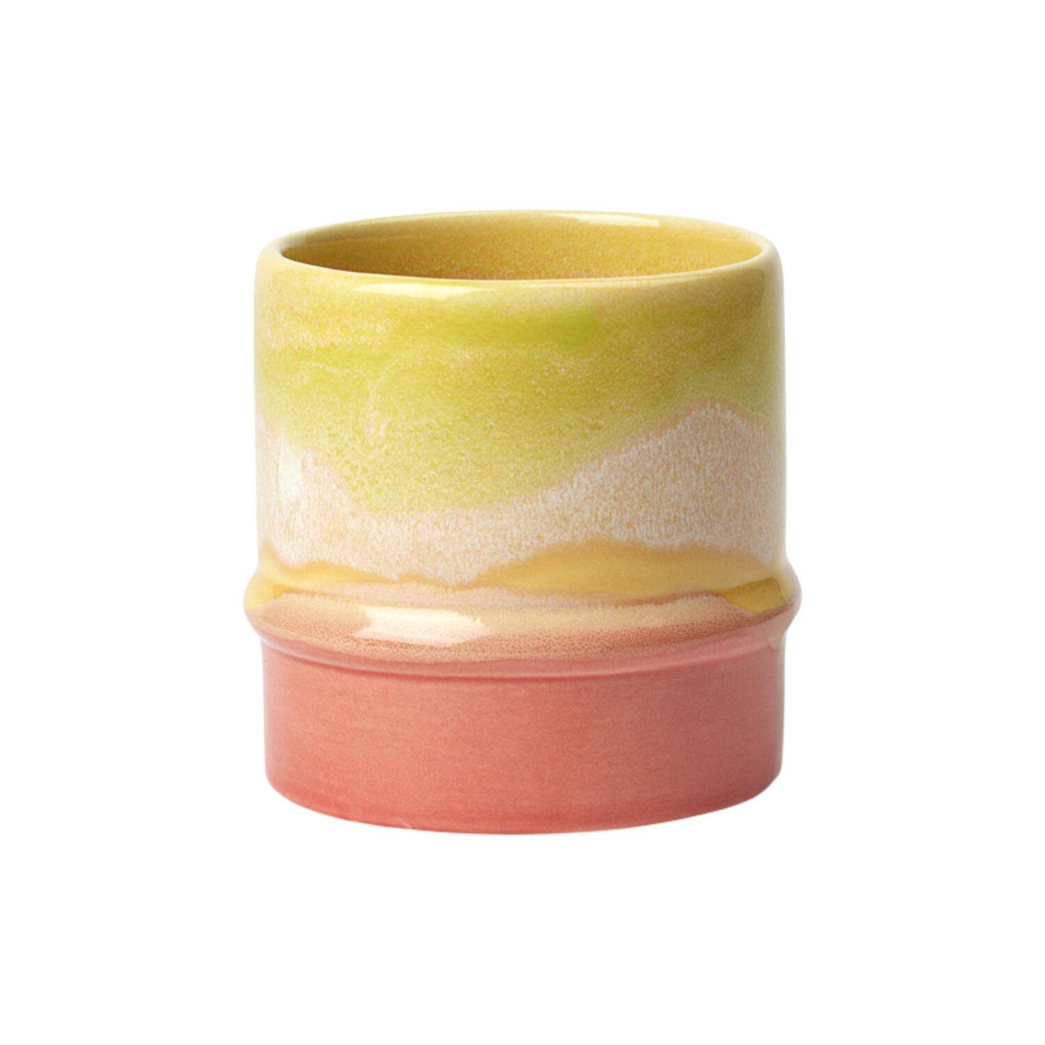 Poppery krus, yellow/apple green/pink