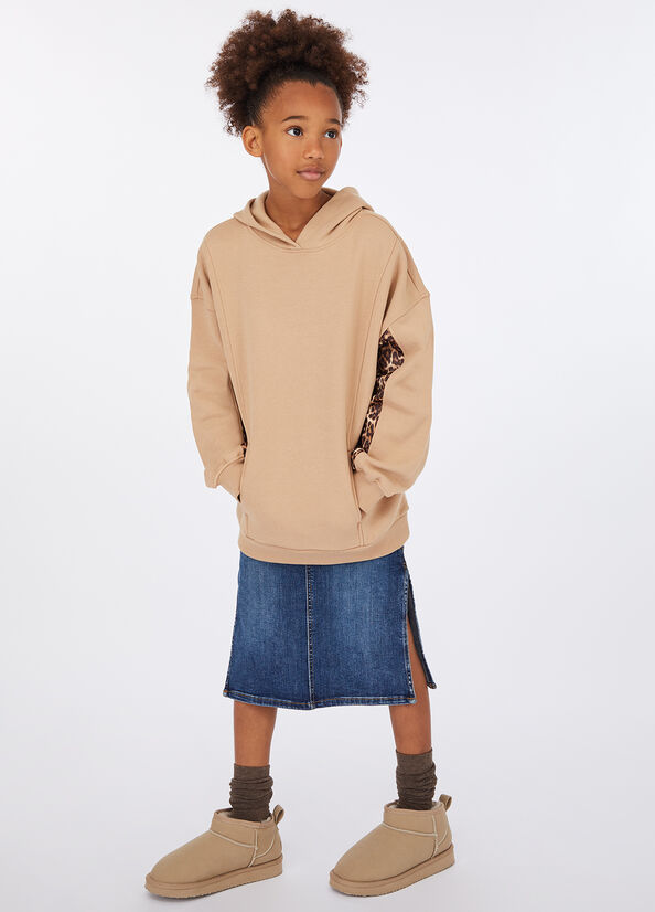 Felpa animalier con cappuccio