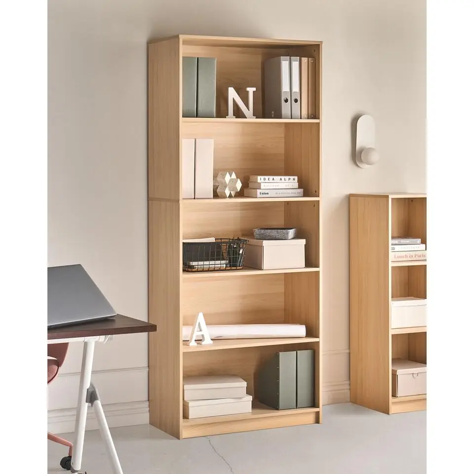 ZEHNA - Boekenkast 5 planken - Lichtbruin - Vezelplaat