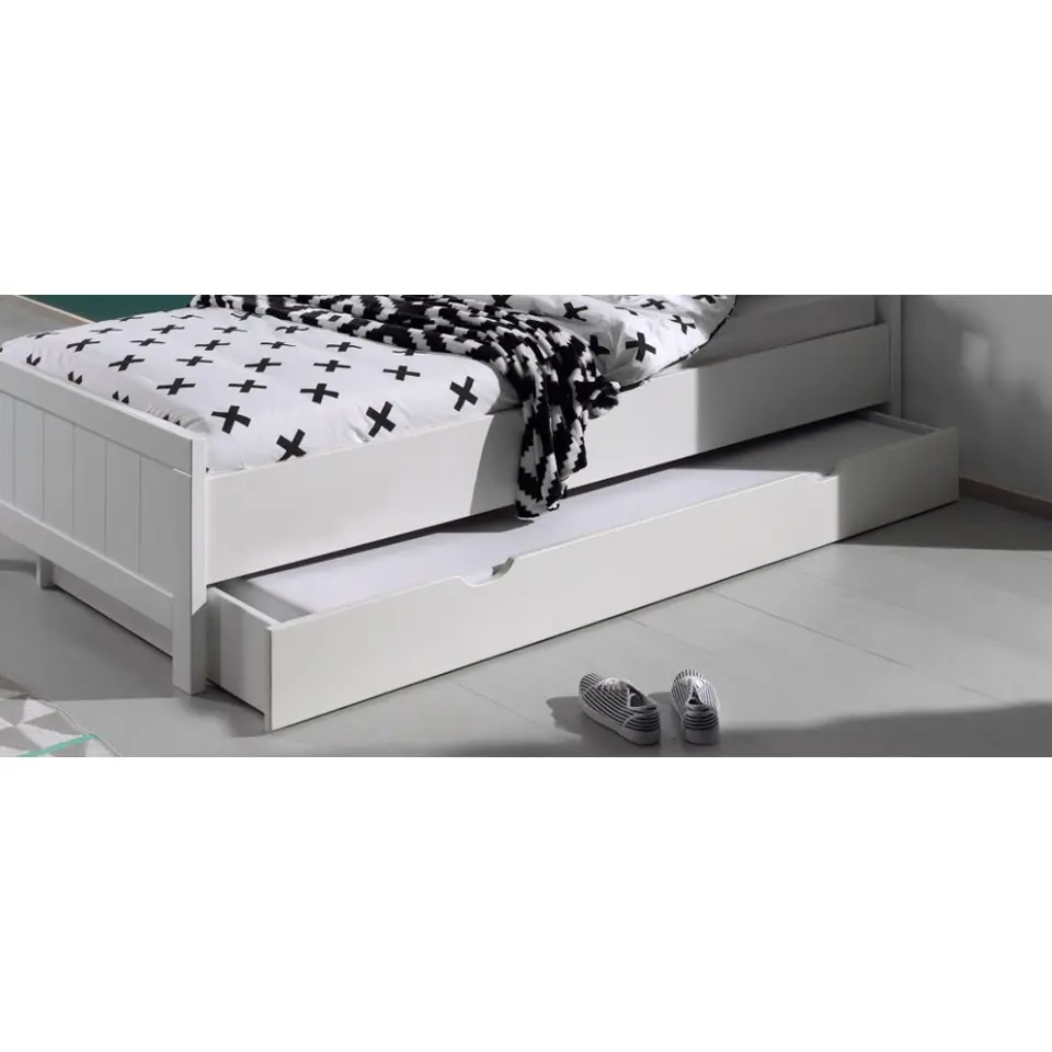 Vipack rolbed Erik op wielen - wit - 18,5x94x199 cm