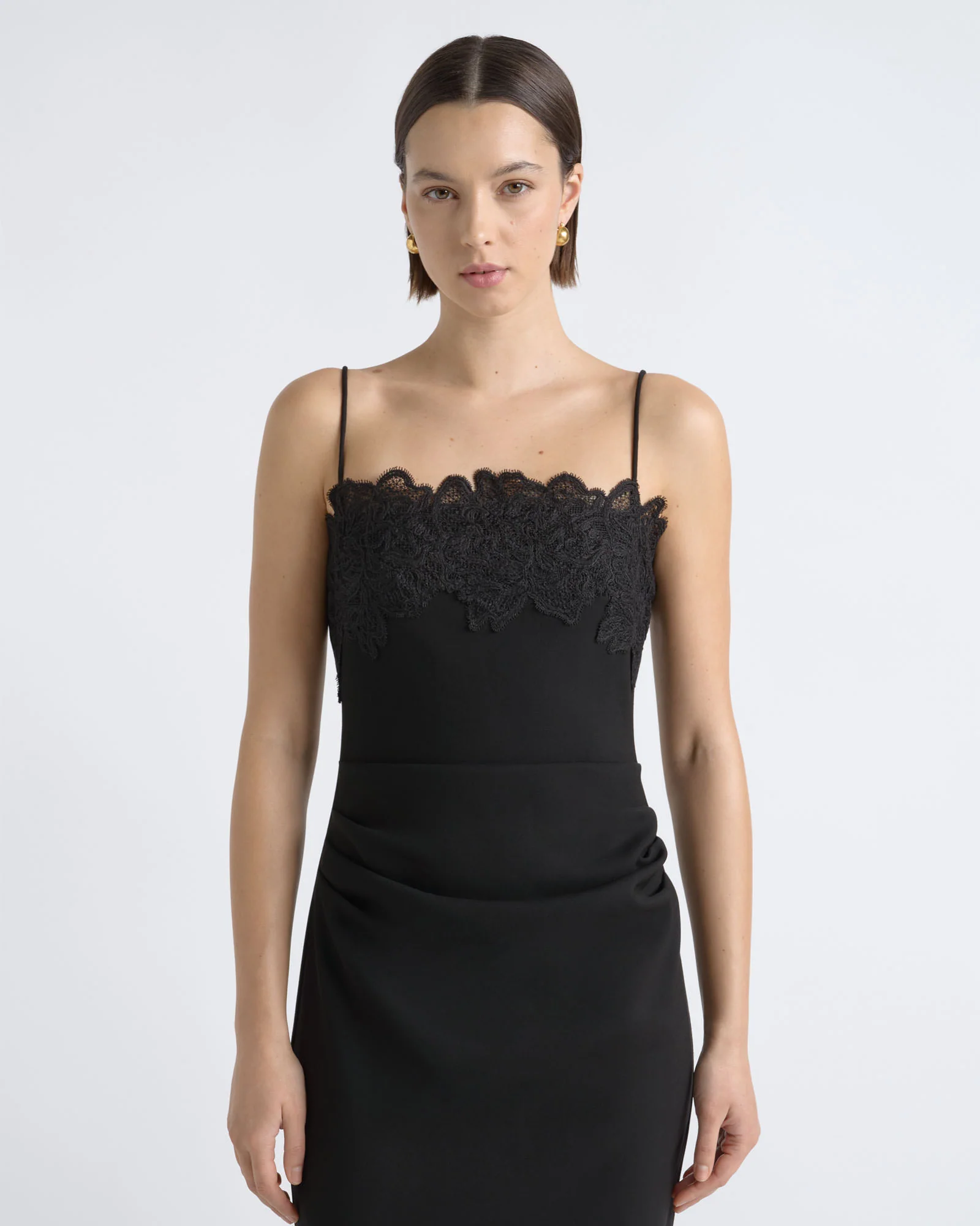 Lace Neckline Midi Dress