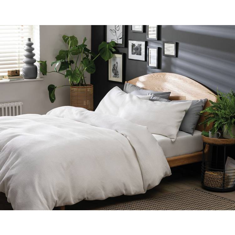 Habitat Cotton Waffle Plain White Bedding Set - Single