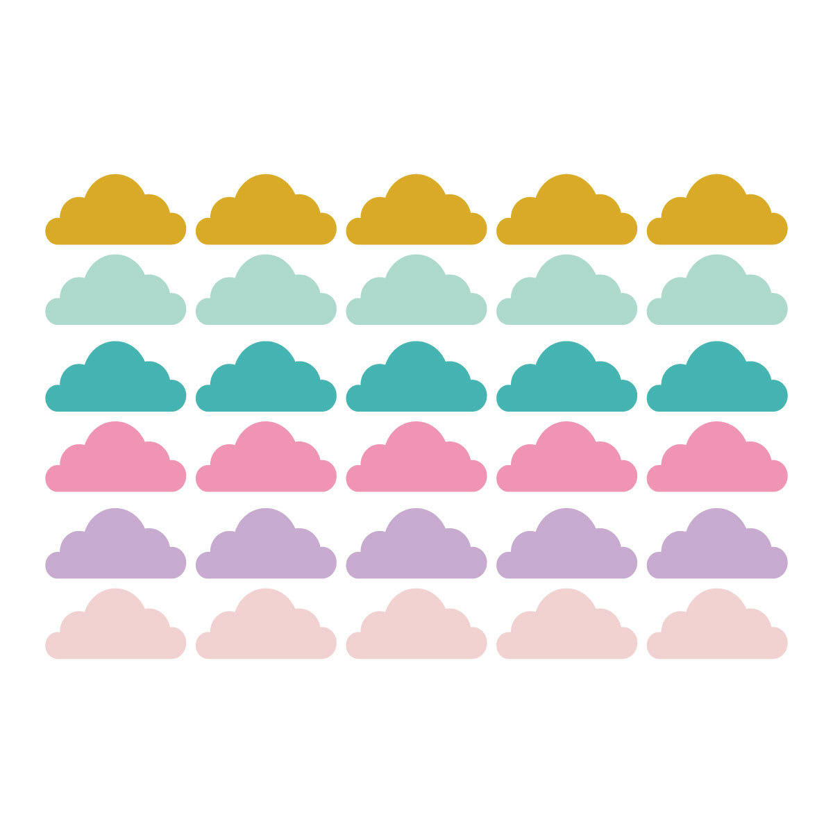 CLOUDS2 - Stickers muraux en vinyle nuages rose et lilas