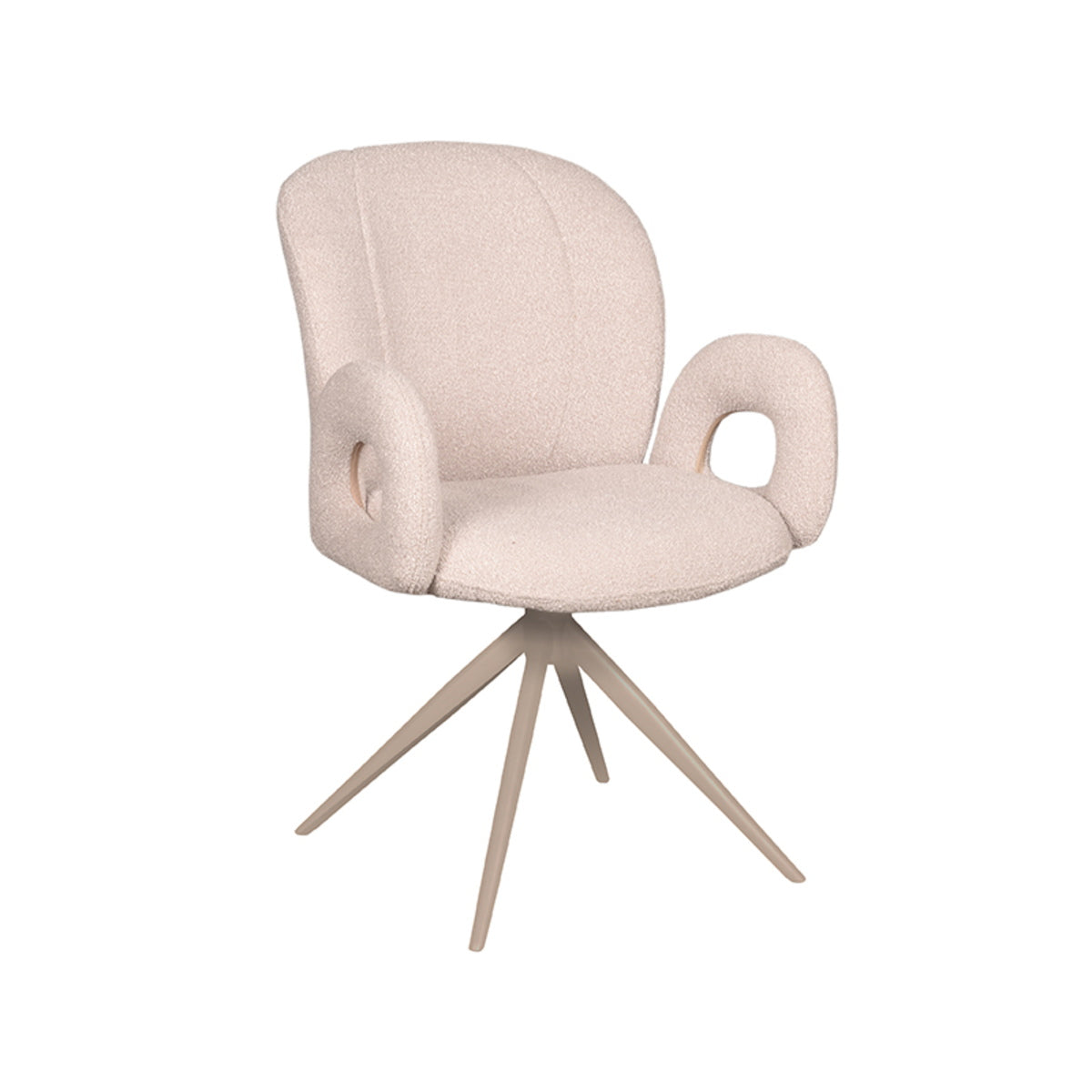 LABEL51 Eetkamerstoel Neo - Taupe Bouclé - Draaibaar - Set van 2