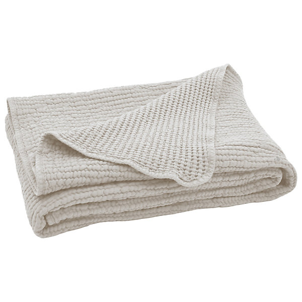Dessus de lit réversible 270x250 cm JAIPUR en coton beige craie