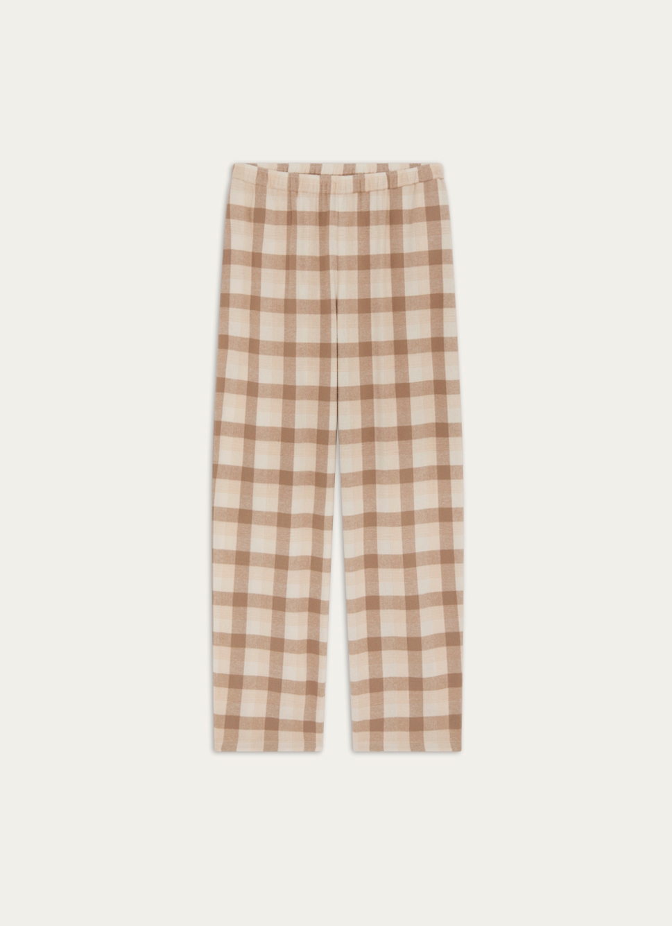 PANTALON à CARREAUX EN COTON FLANELLE LOVE BEIGE CLAIR