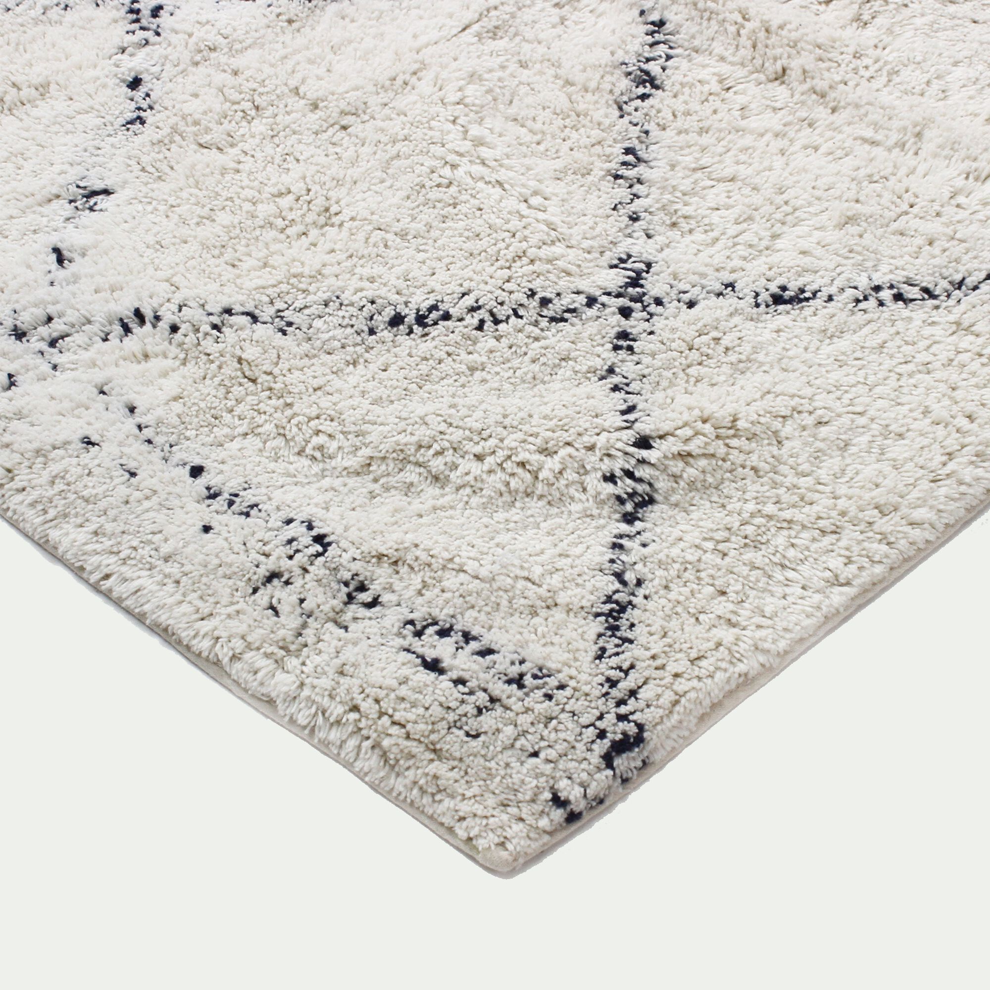 LOSANGE - Tapis inspiration berbère en coton - blanc écru 160x230cm