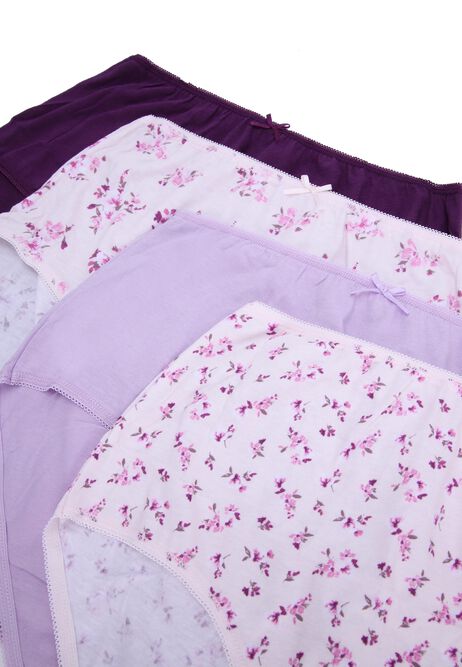 Womens 4pk Purple Floral Full Briefs